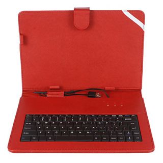 10 Inch Mesh Stripe Pattern PU Leather Case with USB Keyboard and Stand
