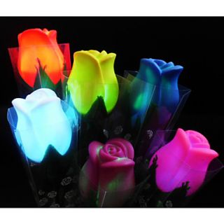 Colorful LED Flashing Roses With Leaves  Set of 4(More Colors)