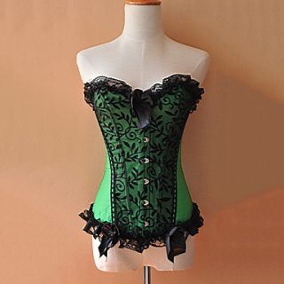 Green and Black Floral Lace Gothic Lolita Corset