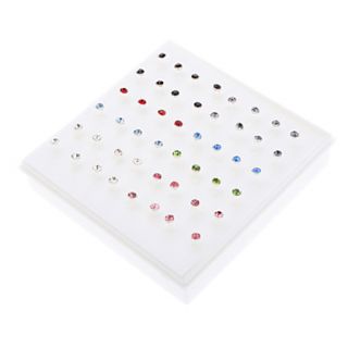 24 Pairs Of Round Diamond Stud Earrings Mixed Color