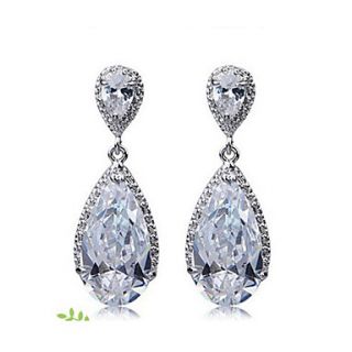Graceful Copper Platinum Plated With Cubic Zirconia Womens Earrings