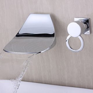 Contemporary Design Wall mounted Waterfall Chrome Finish Curve Spout Bathroom Faucet