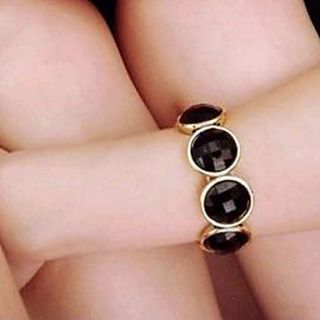Korean Version Of The Luxurious And Elegant Single  Layer Acrylic Pearl Round Black Stones Inlaid Gold Edge Bangle Bracelet B1