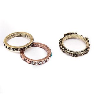 Tidal Range Of European And American Retro Wild Section Bright Flash Drill Three Piece Ring