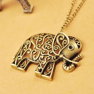 European and American jewelry retro hollow carved cute elephant sweater chain N478