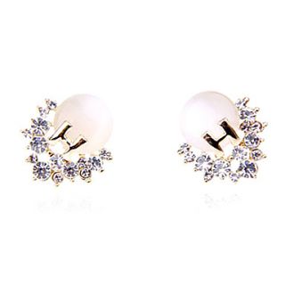 Love letter H opal diamond peach heart stud earrings E814