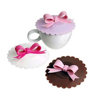 Three Dimensional Bowknot Handle Leak Proof Cup Cover(Random Color)