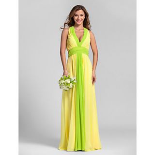 A line Halter Floor length Georgette Bridesmaid Dress (808922)