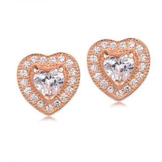 Elegant Sterling Silver With Cubic Zirconia Womens Heart Cut Earrings(More Colors)