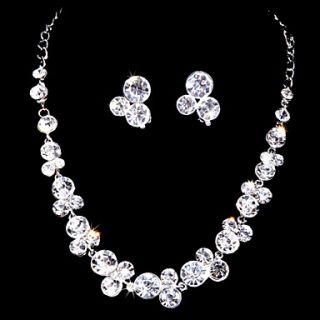 Sweet Alloy Silver Plated With ZirconRhinestone Wedding Bridal Jewelry Set(Including Necklace,Earrings)