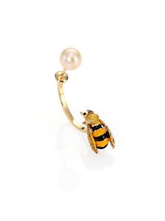 Delfina Delettrez To Bee or Not to Bee Pearl Drop Earrings   Pearl Gold