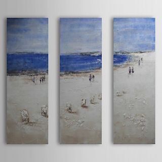 Hand Painted Oil Painting Landscape Beach with Stretched Frame Set of 3 1309 LS1015