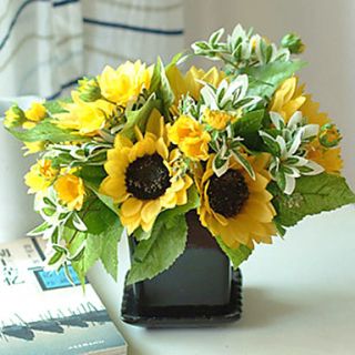 11H Country Sunflower In Ceramic Vase