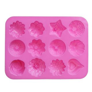 Silicone Muffin Tray Candy Cupcake Jelly Mold Of 12 Flowers
