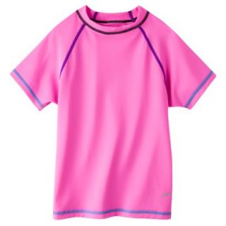 Speedo Girls Short Sleeve Rashguard   Pink S