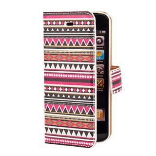 Aztec Colorful Stripe Pattern PU Full Body Case with Card Slot and Stand for iPhone 5/5S