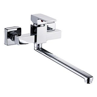 Contemporary Chrome Finish Wall Mounted Kitchen Faucet