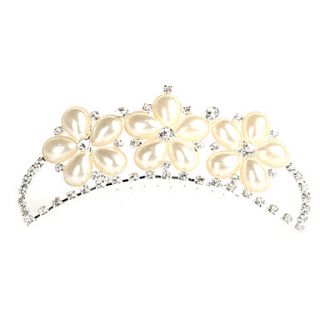 Elegant Alloy Tiaras With Rhinestone And Big Imitation Pearl For Wedding/Special Occasion