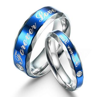 (1 Pc) Fashion Titanium Steel Blue Surface Finger Ring Forever Love