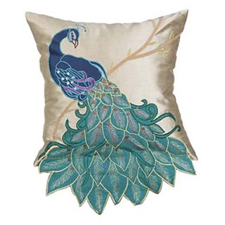 Traditional Peacock Embroidery Polyester Decorative Pillow Cover