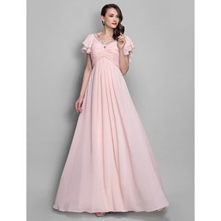 A line/Princess V neckl Floor length Chiffon Grace Evening/Prom Dress
