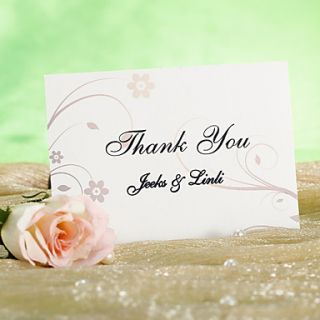 Thank You Card   Champagne Flower Pattern (Set of 12)