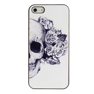 Skull with Rose Decorated Ear Pattern PC Hard Case with Black Frame for iPhone 5/5S