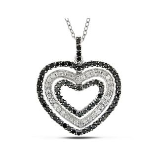 ONLINE ONLY   Heart Pendant, Black & White Diamonds 1 CT. T.W., Womens