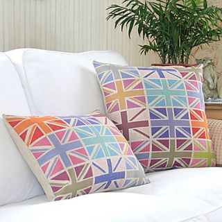 Set of 2 The Colorful Jack Union Cotton/Linen Decorative Pillow Cover
