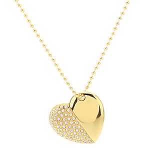 Heart Shape Gold with Chain Flash Drive 8G