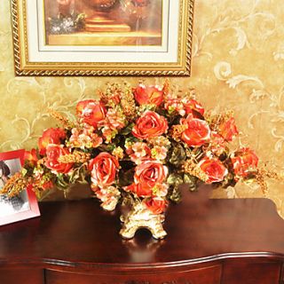 23.75Orange Color Elegant Roses With Ceramic Vase