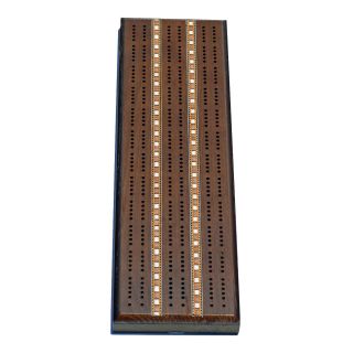 Solid Stained Oak 3 track Cribbage Board