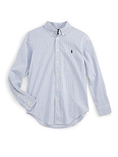 Ralph Lauren Boys Custom Fit Striped Shirt   Blue Striped
