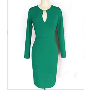 SZ Womens V Neck Sheet Metal Green Dress