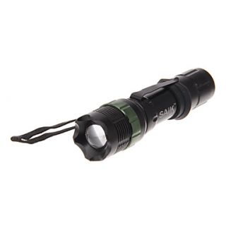 SAIK SA 9 3 Mode XP E Q5 LED Zoom Flashlight with Clip (240LM, 1x18650/3xAAA, Black)