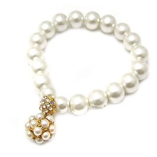 Exquisite Pearl Strand With Rhinestone Ball Bracelet