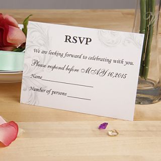 Silver Floral Response Card   Set of 12