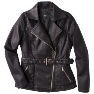 Mossimo Womens Faux Leather Belted Jacket  Black L