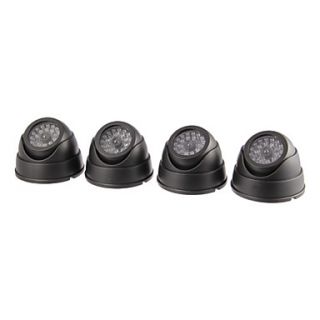 4 Dummy Security Cameras Fake Dome Surveillance Cameras Simulated Infrared LEDs with Flashing Light