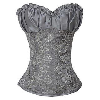 CAOJI Womens Sexy Gray Strapless Lacing Corset and T back