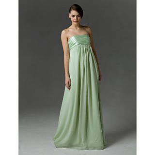 Empire Strapless Floor length Chiffon And Charmeuse Bridesmaid/Wedding Party Dress