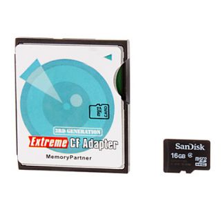 SanDisk Class 4 Ultra microSDHC TF Card 16G with microSD to CF Card Adapter