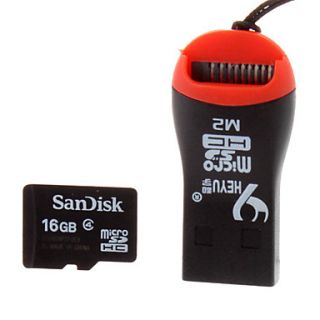 SanDisk Class 4 Ultra microSDHC TF Card 16G with mini microSD Reader