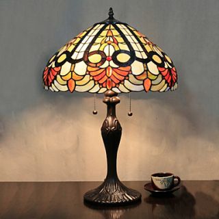 Table Lamp, 2 Light, Tiffany Characteristic Resin Glass Painting