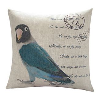 18 Country Blue Parrot Cotton/Linen Decorative Pillow Cover