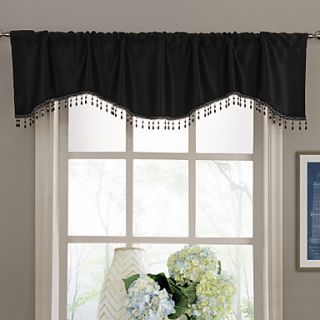 Modern Black Solid Scalloped Tassel Valance