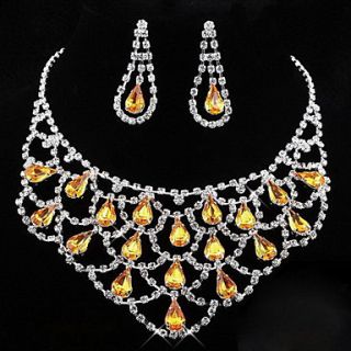 Elegant Alloy with RhinestoneAcrylic Fishing Net Design Necklace,Earrings Jewelry Set(More Colors)