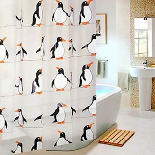 Shower Curtain the South Pole Penguin Print W71 x L71 with Plastic Hooks