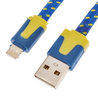 Blue USB to Apple 8 Pin Data Sync Charging Nylon Cable for iPhone 5/5S/5C and Others(100cm)