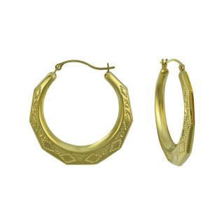 14K Gold Large Greek Key Hoop Earrings, Womens
